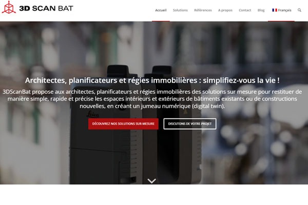 Page d’accueil du site Optimisez vos projets immobiliers avec les solutions de scanning 3D en Suisse