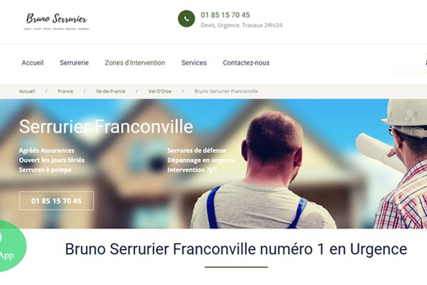 Page d’accueil du site Bruno Serrurier Franconville : la solution pour vos problèmes de serrurerie