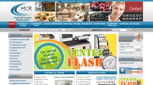 Page d’accueil du site Matériel de cuisine professionnel