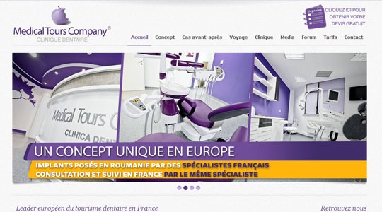 Page d’accueil du site Faire poser des implants dentaires, au cours d’un voyage médical