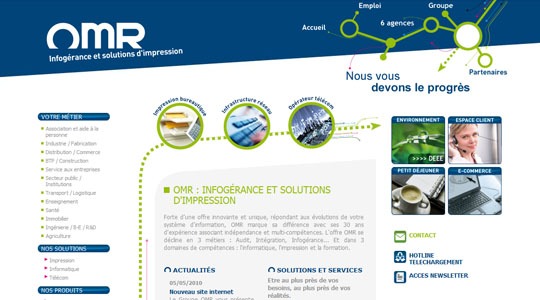 Page d’accueil du site Photocopieur, copieur et imprimante couleur et noir et blanc OMR