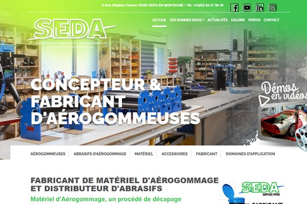 Page d’accueil du site Matériel d’aérogommage et abrasif de sablage