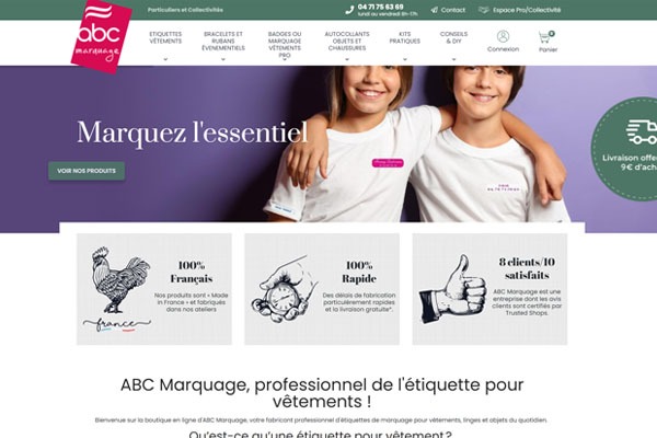 Page d’accueil du site Besoin de solutions de marquage professionnel ? Découvrez ABC Marquage !