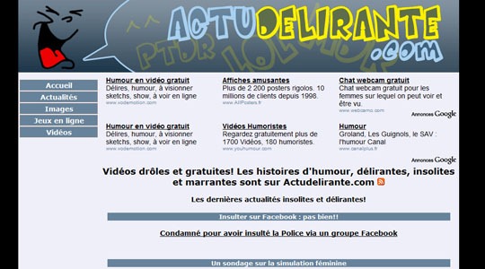Page d’accueil du site Humour et vidéos gratuites