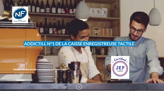 Page d’accueil du site Un logiciel de caisse tactile, avec Addictgroup