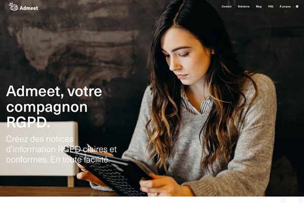 Page d’accueil du site ADMEET : votre compagnon RGPD