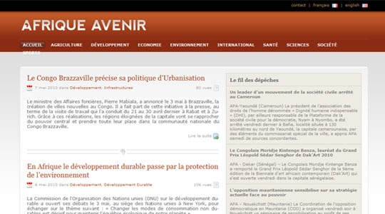 Page d’accueil du site Une autre vision de l’Afrique avec Afrique Avenir