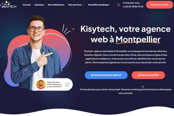 Page d’accueil du site Kisytech, expert en solutions digitales à Montpellier