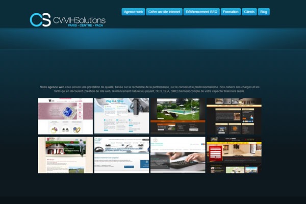 Page d’accueil du site Création de sites internet et référencement naturel, avec CVMH Solutions