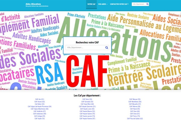 Page d’accueil du site Numéro de Téléphone, adresses et horaires des Caf