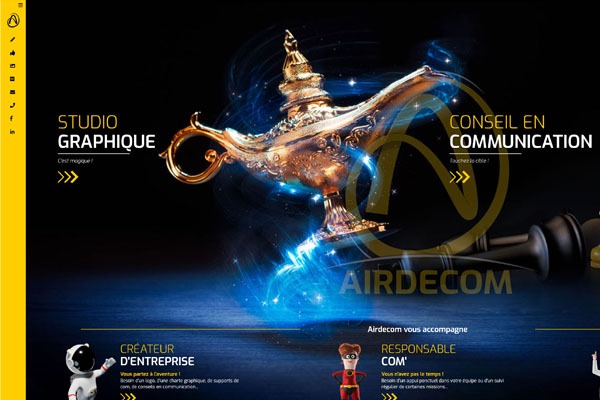 Page d’accueil du site Airdecom studio graphique et conseil en communication