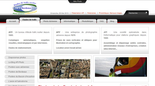Page d’accueil du site Etudes de circulation routière et photographie aérienne