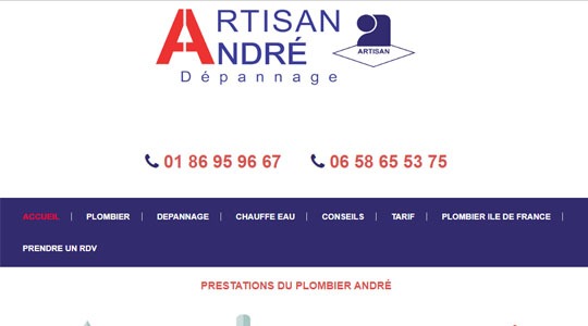 Page d’accueil du site Plombier pas cher sur Paris et Ile de France