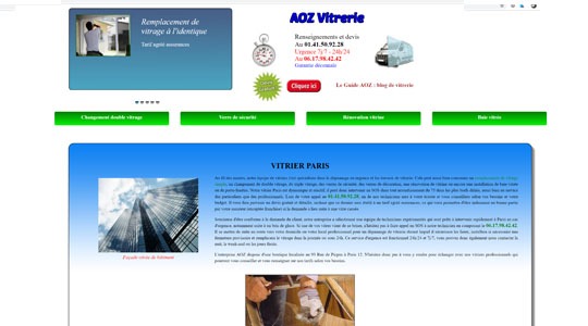 Page d’accueil du site Que faire en cas d’urgence vitrier à Paris