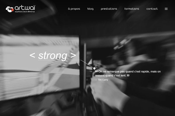 Page d’accueil du site Création de site web à Rennes avec Artwai