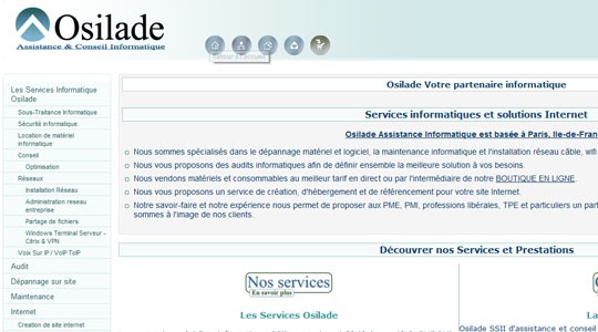 Page d’accueil du site Contrat de maintenance informatique