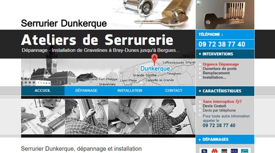 Page d’accueil du site Une intervention d’un serrurier près de Dunkerque