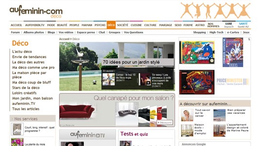 Page d’accueil du site Décoration : Tendances et idées déco : aufeminin.com