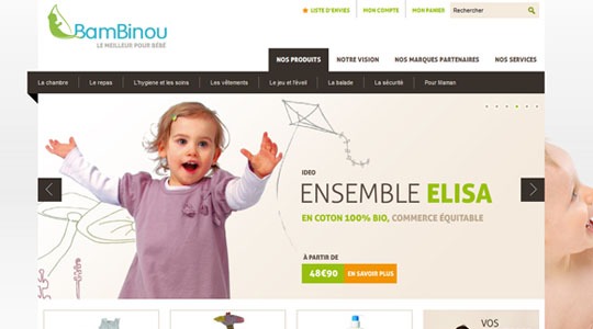 Page d’accueil du site BamBinou.com : le meilleur pour bébé et maman