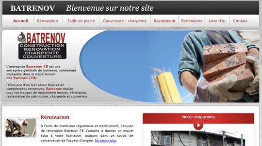 Page d’accueil du site Entreprise de maçonnerie Batrenov-78: Rénovation, charpente-couverture