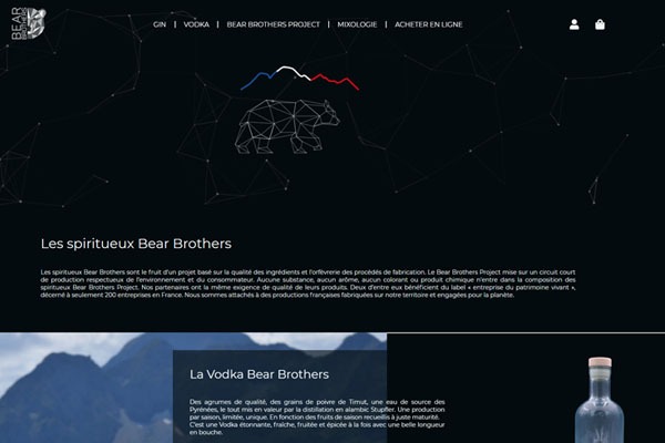 Page d’accueil du site Les spiritueux de Bear Brothers