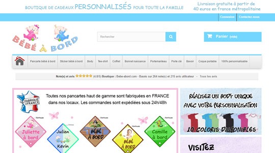 Page d’accueil du site Personnaliser un body avec Bébé à bord