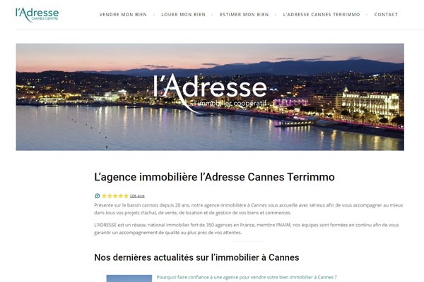 Page d’accueil du site Les solutions pour trouver un logement à Cannes