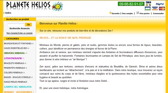 Page d’accueil du site Planète Hélios