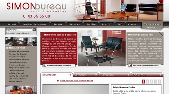 Page d’accueil du site Mobilier de bureau occasion et neuf