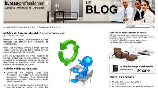 Page d’accueil du site Bureau Professionnel : le blog des pros
