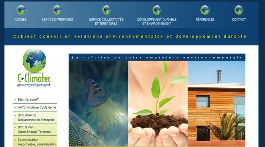 Page d’accueil du site Cabinet conseil en environnement et développement durable