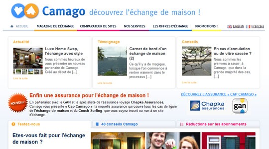 Page d’accueil du site Le premier comparateur sur l’échange de maison