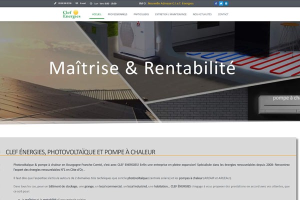 Page d’accueil du site Installateur photovoltaïque et pompe à chaleur en Bourgogne