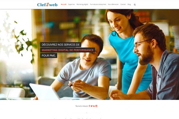 Page d’accueil du site Clef2web : l’agence de marketing digital pour les PME