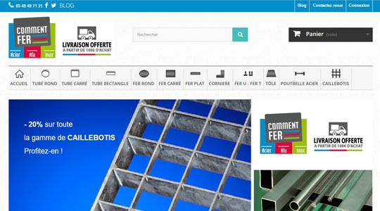 Page d’accueil du site Du matériel métallique pour professionnels et particuliers, avec Commentfer