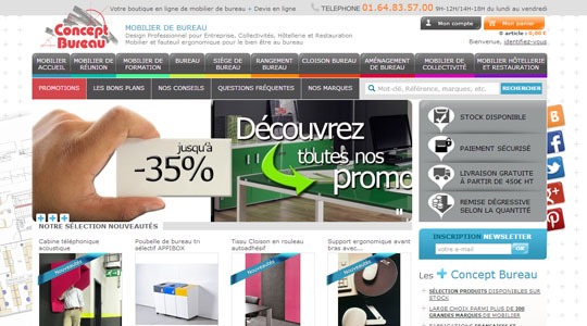 Page d’accueil du site Concept Bureau
