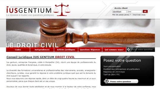 Page d’accueil du site Conseil juridique en ligne