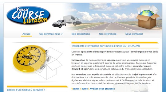 Page d’accueil du site Livraison expresse de vos colis et plis urgent