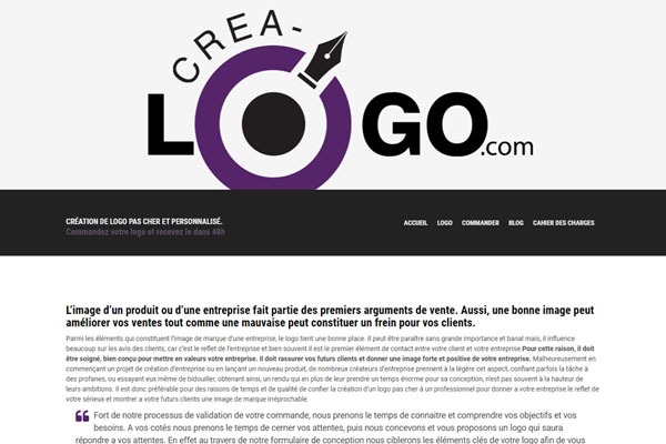 Page d’accueil du site Création de logos personnalisés en ligne avec Crea Logo