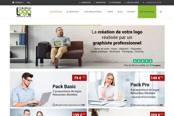 Page d’accueil du site Site d’un graphiste professionnel pour créer un logo