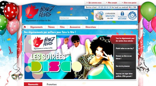 Page d’accueil du site Faites la fête avec la boutique de déguisements Déguiz fêtes