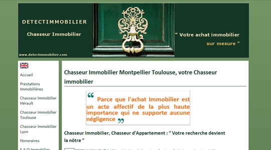 Page d’accueil du site Chasseur Immobilier dans l’Hérault