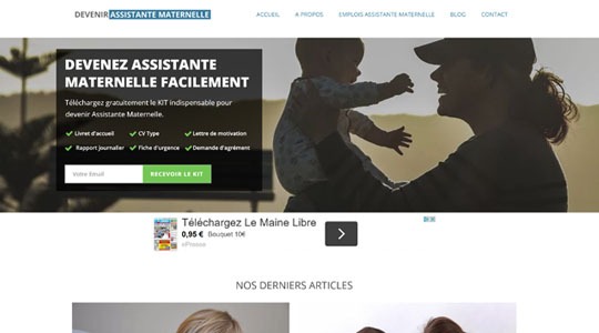 Page d’accueil du site Le travail d’accueil d’enfants à domicile au quotidien