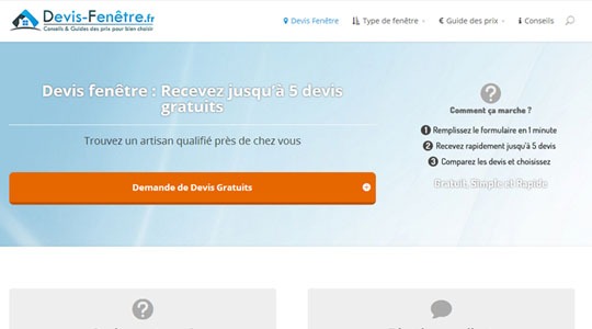 Page d’accueil du site Changer ses fenêtres et réaliser des devis, avant les travaux