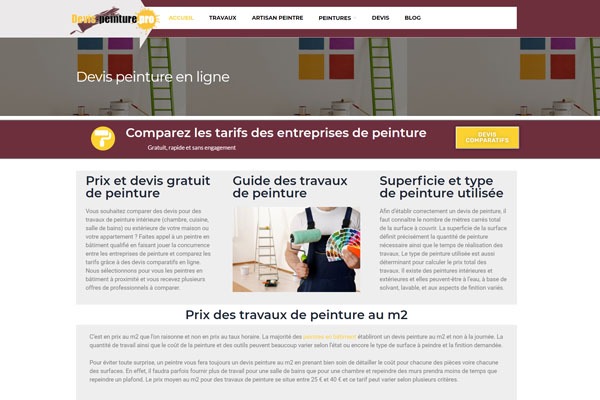Page d’accueil du site Comparez les tarifs et trouvez une entreprise de peinture