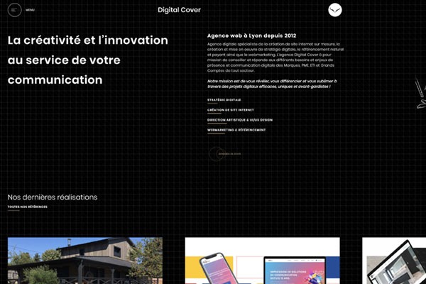 Page d’accueil du site Digital Cover agence web au service de l’image et l’innovation