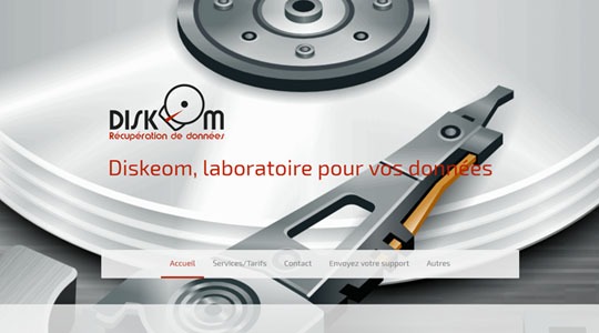 Page d’accueil du site La récupération des données avec Diskeom