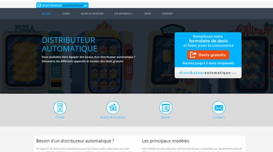 Page d’accueil du site L’installation d’un distributeur automatique