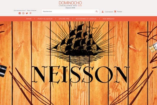 Page d’accueil du site Des cocktails à base de rhum, avec Dominocho