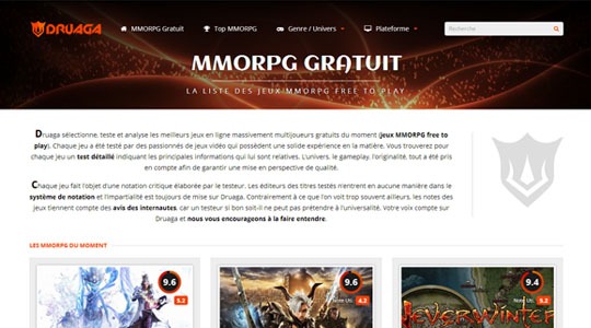 Page d’accueil du site Des tests de MMORPG avec Druaga
